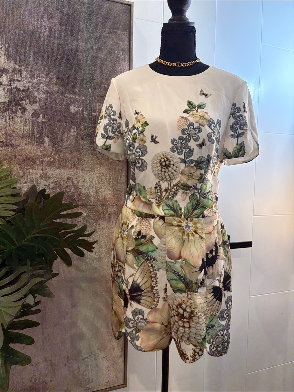 Ted Baker Cream Floral Short-Sleeve Jumpsuit